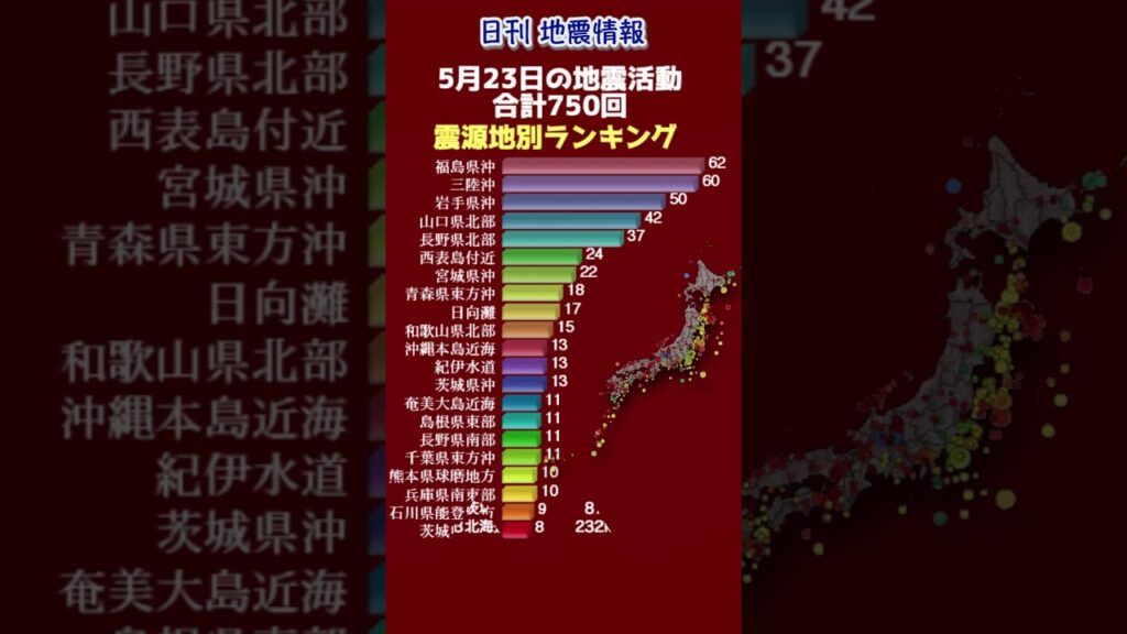 【地震情報】5月23日の地震活動