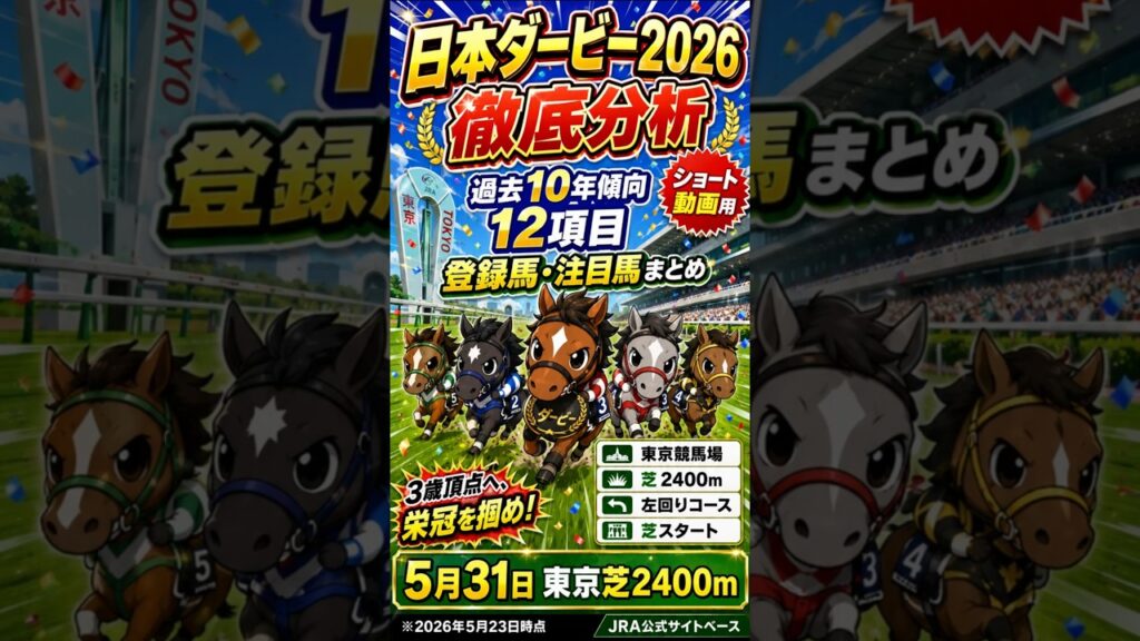 【日本ダービー2026】徹底分析！過去10年傾向12項目＆出走登録馬・注目馬まとめ #競馬予想 #jra #日本ダービー #東京優駿