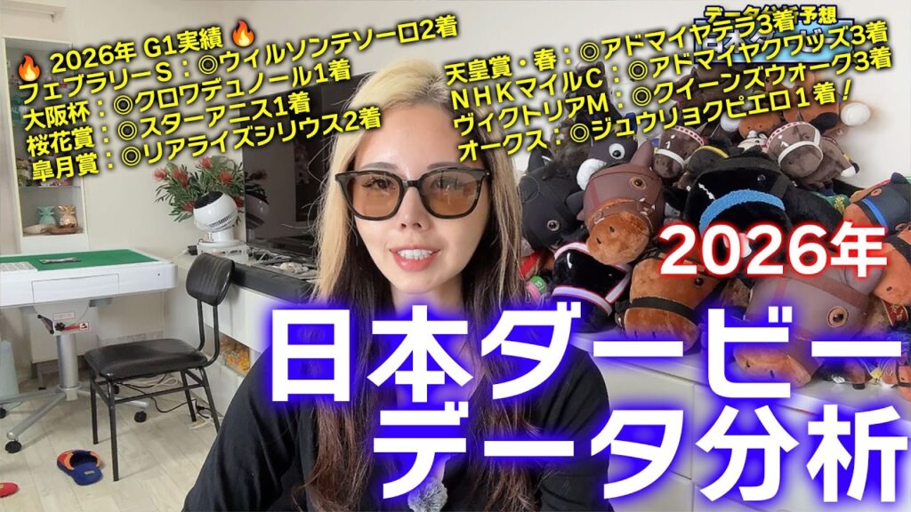 【2026年★日本ダービーデータ分析★】今年のG1本命馬8/9で馬券内！最強のG1予想家！オークスも本命ジュウリョクピエロが１着！皐月賞組ｖｓ別路線組！データで好走馬が分かる！【星野るり】