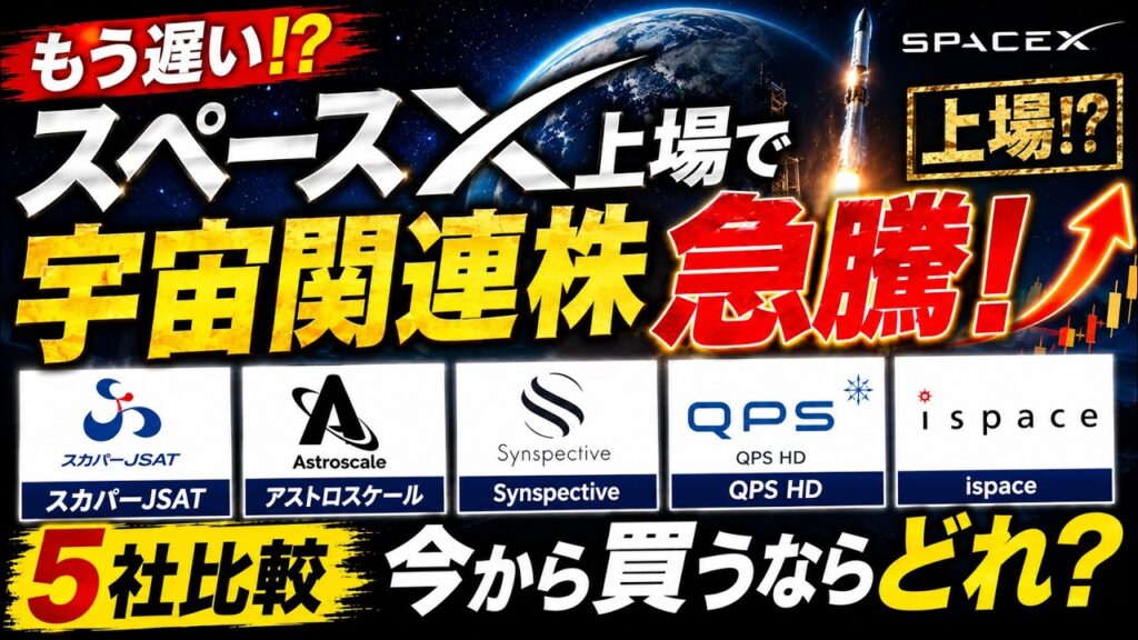 【もう遅い?】スペースX上場で宇宙関連株が急騰。5社の比較と今から買うならどれ? 【もう遅い?】スペースX上場で宇宙関連株が急騰。5社の比較と今から買うならどれ?