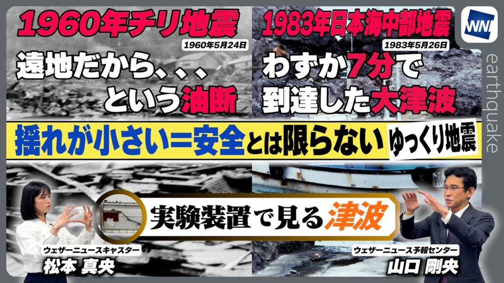 【実験装置で見る津波】揺れが小さい＝安全とは限らない!!／ゆっくり地震