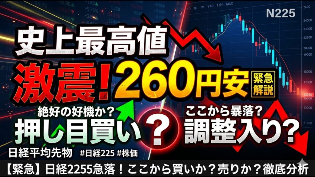 【日経平均先物・日経225】史上最高値後に260円安！65,000円割れは押し目か？調整入りか？　#日経平均#日経平均先物#日経225先物#日経先物#日本株#株式投資#先物取引#デイトレ#相場分析