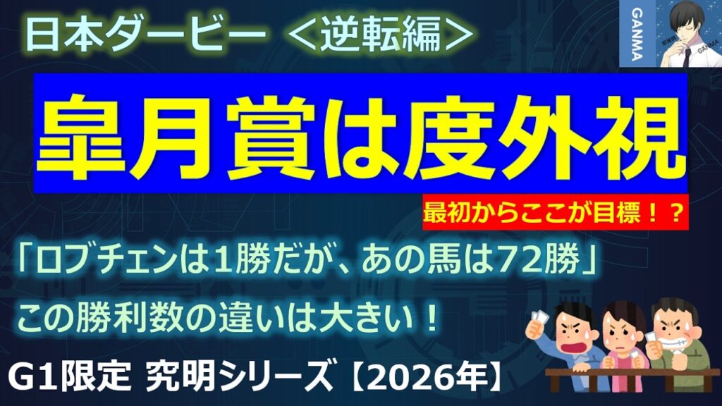 【日本ダービー2026＜逆転編＞】皐月賞は完全に度外視！最初からここが目標！？「ロブチェンは1勝であの馬は72勝」この勝利数の違いは大きい！？