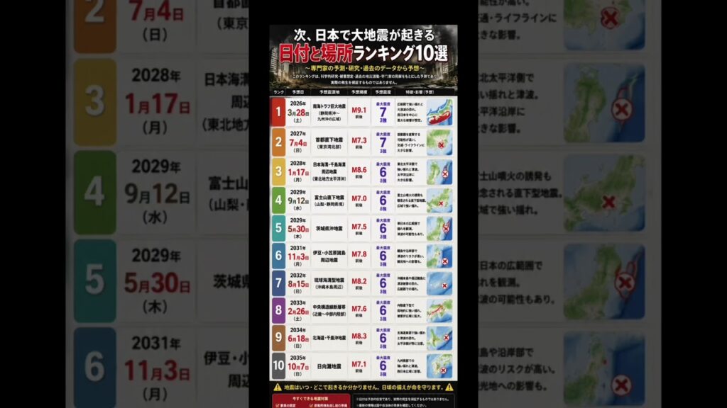 【注意喚起】#地震 #防災 #南海トラフ #首都直下地震 #災害対策 #防災グッズ #避難準備 #地震速報 #命を守る行動 #日本 #防災意識 #備えあれば憂いなし #注意喚起 #地震対策 #防災情報