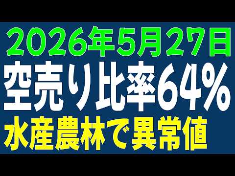 5/27 日経平均先物 オプション 空売り64% 水産農林で異常値 5/27 日経平均先物 オプション 空売り64% 水産農林で異常値