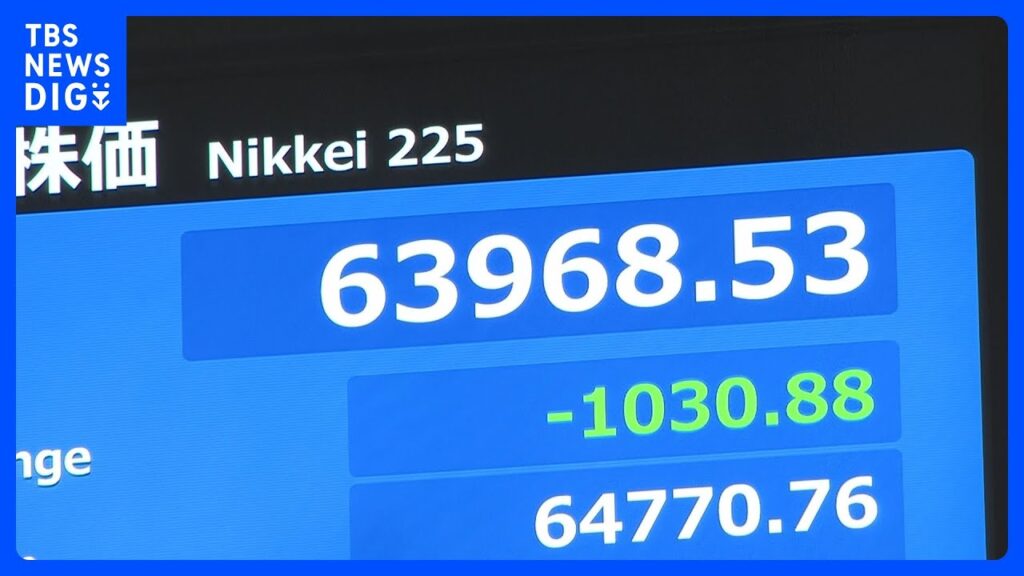 【速報】日経平均株価 一時1000円超の下落　午後に売り注文広がる｜TBS NEWS DIG