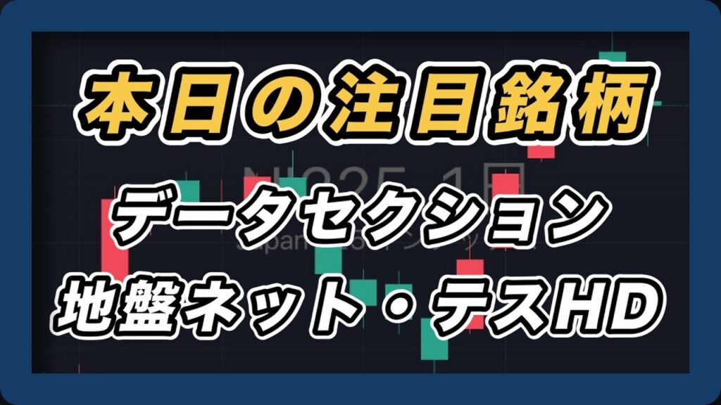 【本日の注目銘柄&日経平均展望 】データセクション、地盤ネット、テスHD