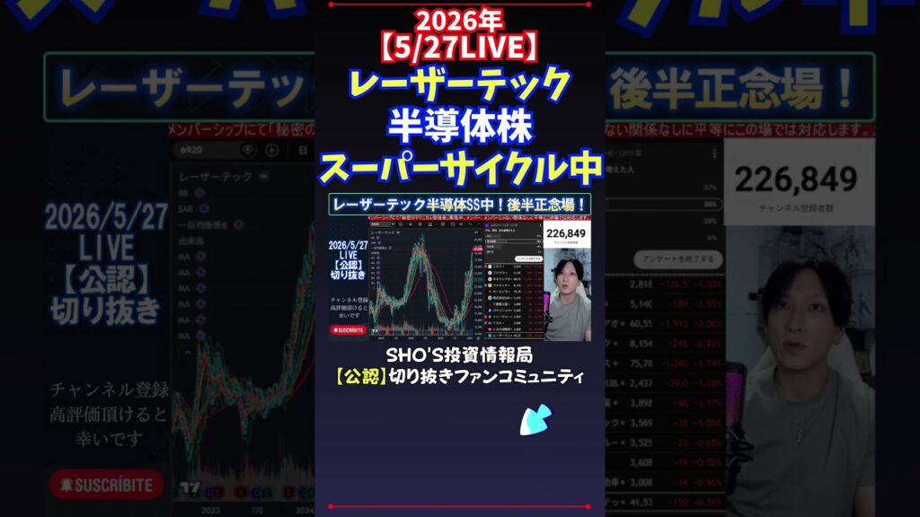 【5/27LIVE】レーザーテック半導体株スーパーサイクル中 #日経平均株価 #投資