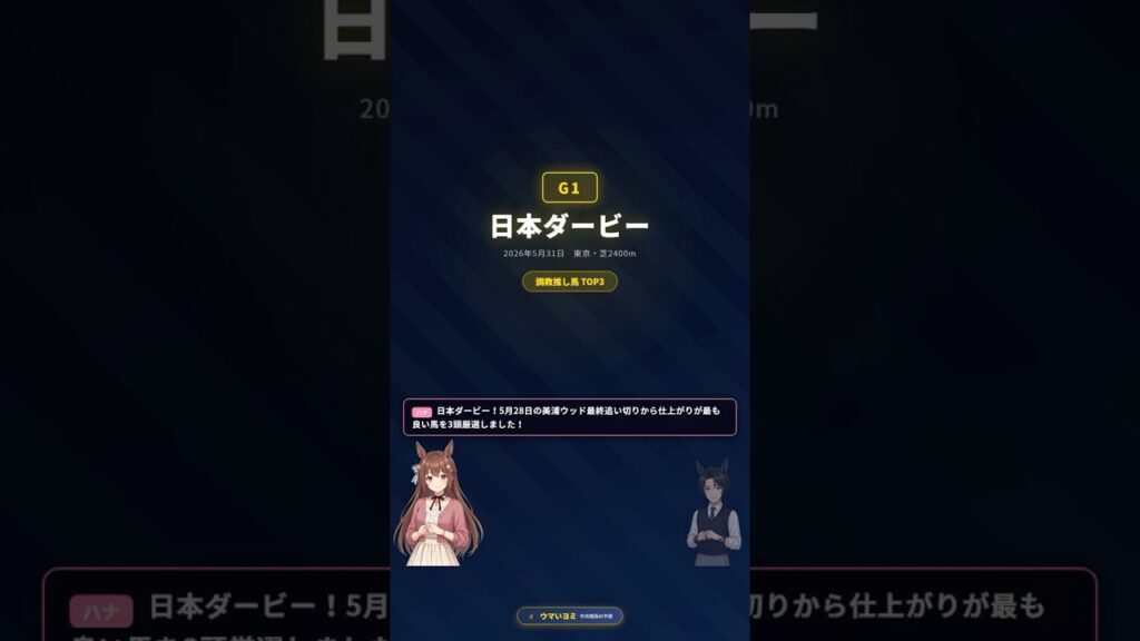 日本ダービー最終追い切り！調教結果からおすすめの3頭はこれだ🔥【調教推し馬3頭】 #競馬予想 #日本ダービー