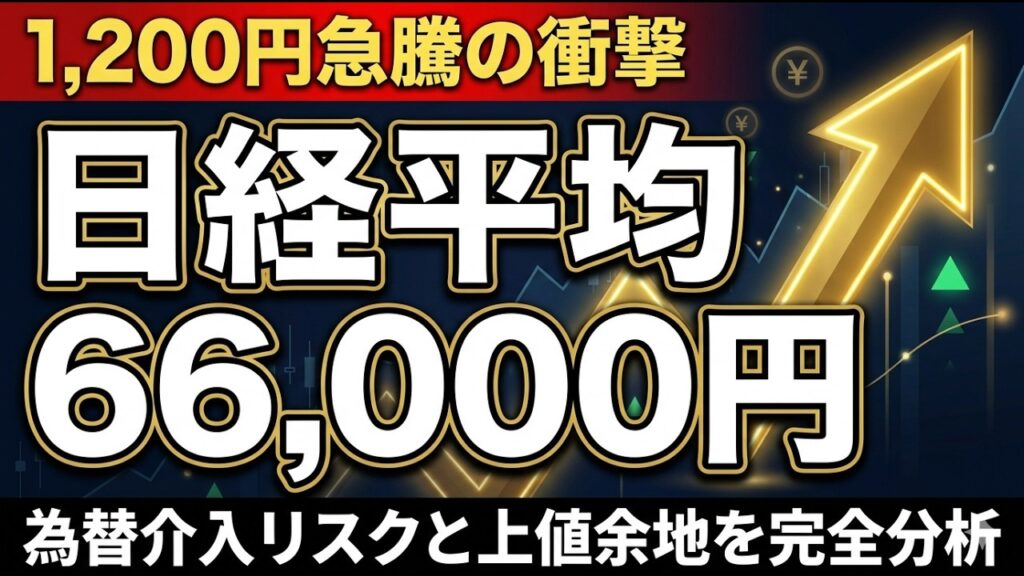 【日経平均先物・日経225】日経平均1,200円高！66,000円回復後の上値余地と為替介入リスクを解説　#日経平均#日経平均先物#日経225先物#日経先物#日本株#株式投資#先物取引#デイトレ