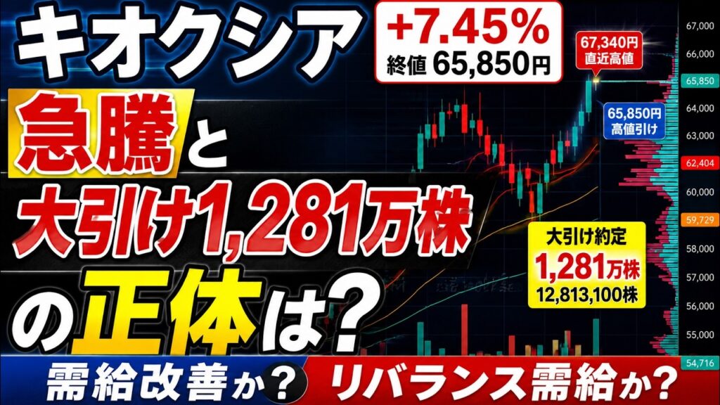 【5/29速報】キオクシア急騰の正体|大引け1,281万株はMSCIリバランス需給か?信用倍率57倍・需給改善を検証【285A】 【5/29速報】キオクシア急騰の正体|大引け1,281万株はMSCIリバランス需給か?信用倍率57倍・需給改善を検証【285A】