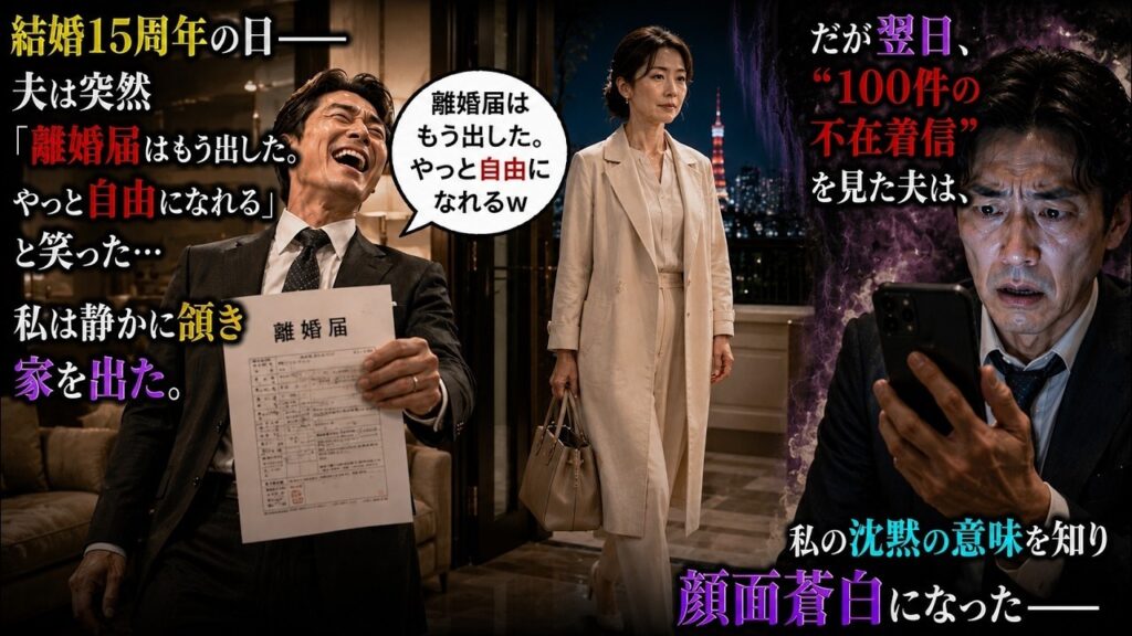 【修羅場】結婚15周年の日、夫から突然の離婚宣言――翌日、“大量の着信”を前に彼は妻の沈黙の意味を知った…