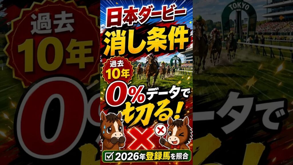 【日本ダービー2026】過去10年の消し条件！0％データで危険な8頭をチェック #競馬予想 #jra #日本ダービー