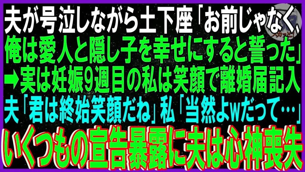 【スカッとする話】愛人と隠し子を選んだ夫が離婚宣言→妊娠中の妻の一言で状況が崩壊する話