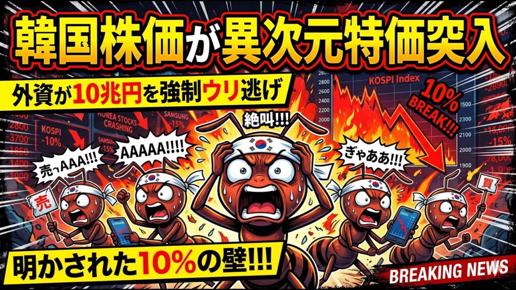 【韓国株価が異次元特価突入】外資が10兆円を強制ウリ逃げ→明かされたのヤバすぎる１０％の壁!!!