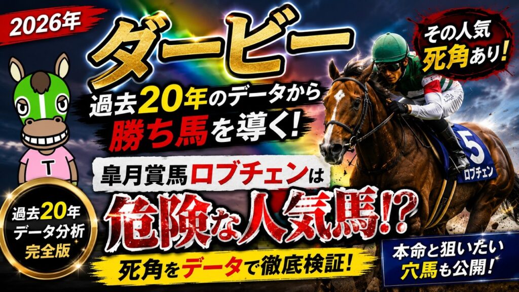 2026年ダービー予想動画　【過去20年以上のデータ】傾向と分析　ロブチェンに死角あり？！穴馬も検証して予想します。