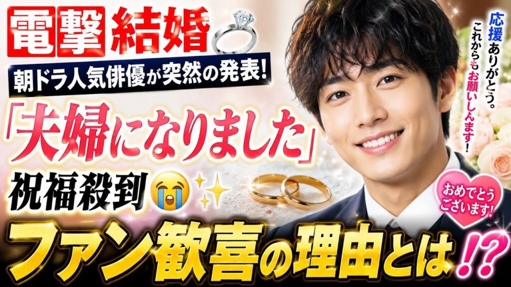 🔥💍【電撃結婚】朝ドラ人気俳優が突然の結婚発表！「夫婦になりました」に祝福殺到😭✨ファン歓喜の理由とは！？