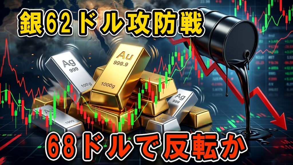 【金と銀が再び分岐点へ】銀62ドルを守れるか、68ドル回復なるか？FRB・ドル円・原油急落が左右する次の相場