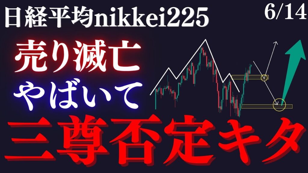 日経平均”三尊否定”くる。まだ上昇余力があるので日足センターラインで必ず買え。〇〇を実体割れるまで完全上目線です:RedのNikkei225テクニカル徹底分析