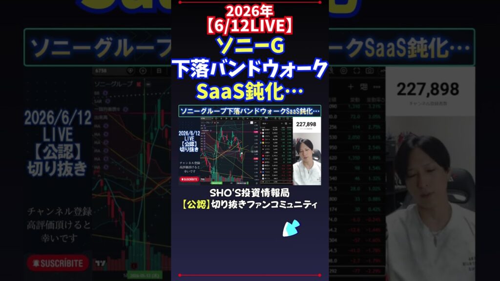 【6/12LIVE】ソニーG下落バンドウォークSaaS鈍化… #日経平均株価 #投資