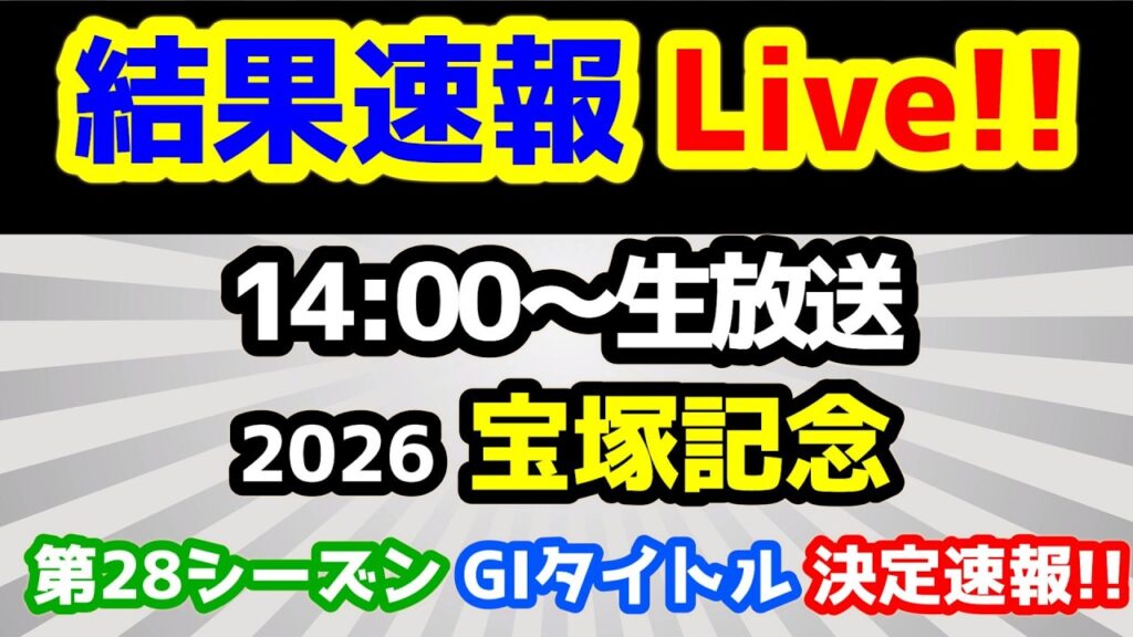 【結果速報Live!!】宝塚記念、ねらい目 【第28シーズン第41週　第28シーズン ＧⅠタイトル決定!!】