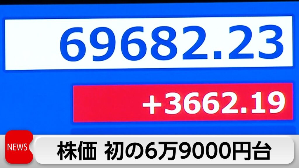 日経平均 初の6万9000円台 米イラン合意を好感 日経平均 初の6万9000円台 米イラン合意を好感