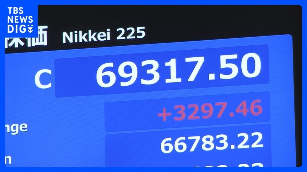日経平均株価　終値先週末より3297円高い6万9317円　終値としての最高値を更新したほか歴代2位の上げ幅｜TBS NEWS DIG