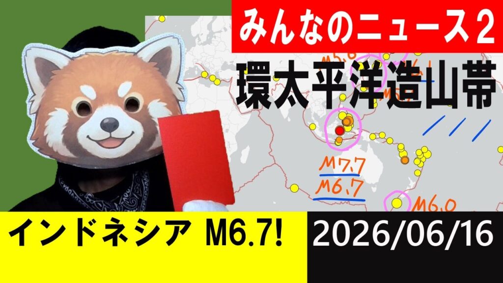 インドネシアでM6.7発生！環太平洋造山帯！地震研究家 レッサー