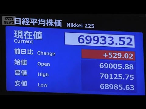 日経平均株価　取引時間中の最高値を更新　再び一時7万円台に(2026年6月17日)