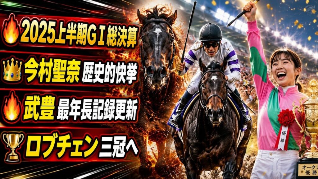 🔥🏇【2025年上半期GⅠ総決算‼️】👑今村聖奈が歴史的快挙!武豊は最年長記録更新🔥🏆ロブチェン三冠へ前進!競馬界を沸かせた名勝負を総振り返り✨ 🔥🏇【2025年上半期GⅠ総決算‼️】👑今村聖奈が歴史的快挙!武豊は最年長記録更新🔥🏆ロブチェン三冠へ前進!競馬界を沸かせた名勝負を総振り返り✨