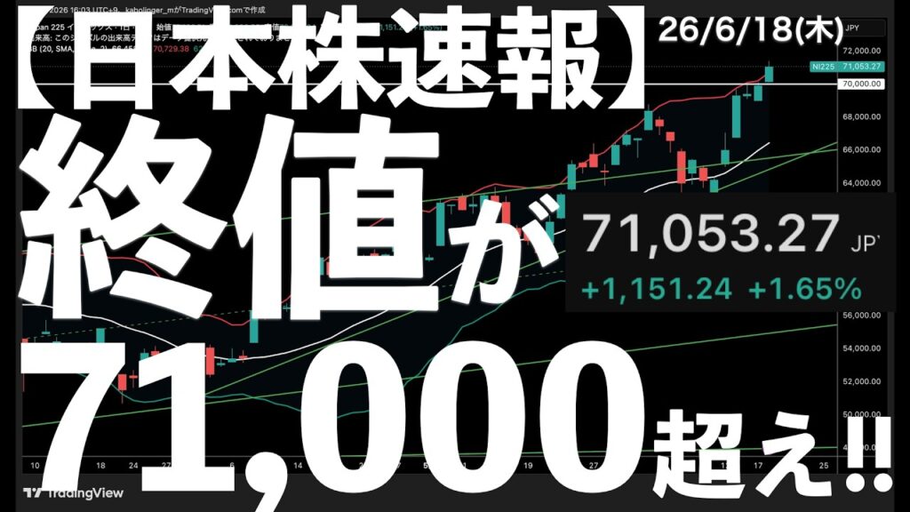 【日本株速報】26/6/18 日経の終値は一気に71000円越え！　#日本株  #半導体　#topix　#fomc