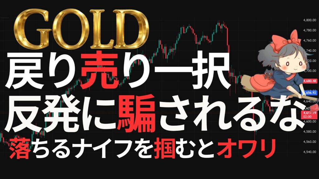 【⚡ゴールド崩壊💣】下げ止まらない。落ちるナイフを掴むと退場｜XAUUSD/金価格/FX