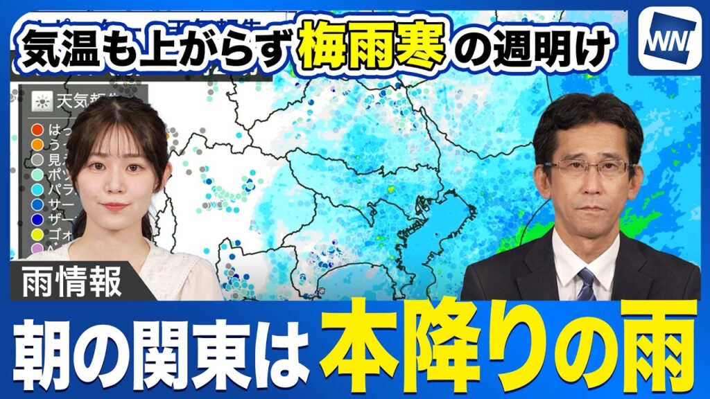 【雨情報】朝の関東は本降りの雨 気温も上がらず梅雨寒の週明け