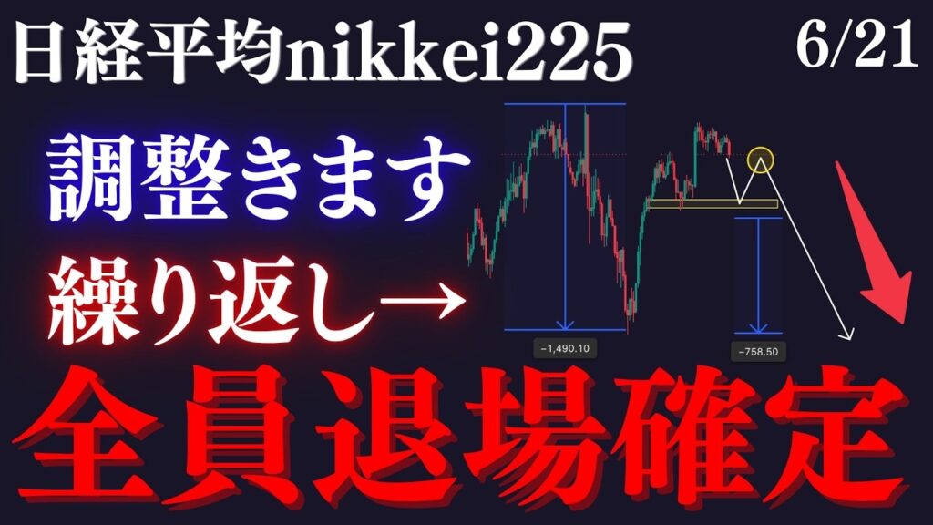 ⚠️日経平均”全員退場”の大型調整！？必ず実体確定を待って狙撃。絶好の上昇反転ポイントも解説:RedのNikkei225テクニカル徹底分析