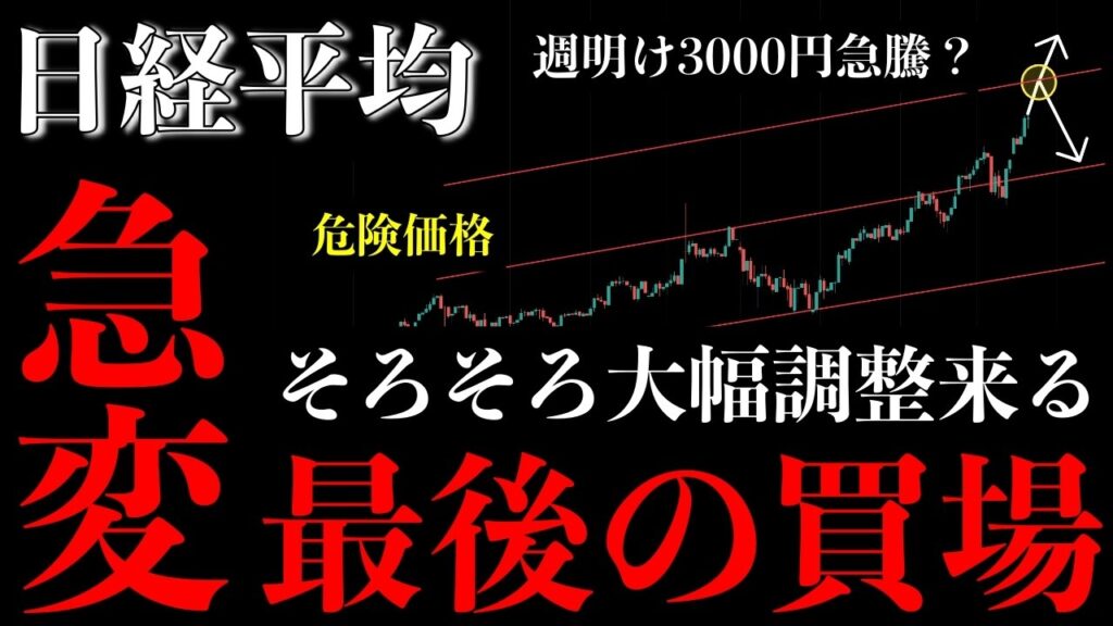 ⚠️日経平均“危険価格”到達。今が最後の買場…大幅調整に注意【Nikkei225分析】