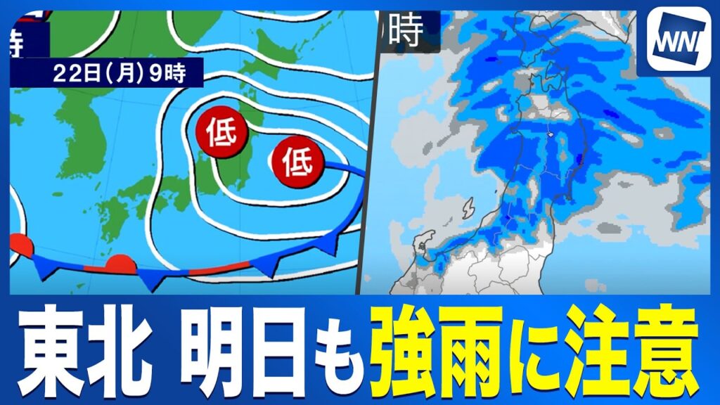 【雨情報】明日にかけて東北では強雨に注意〈ウェザーニュース予報士解説〉