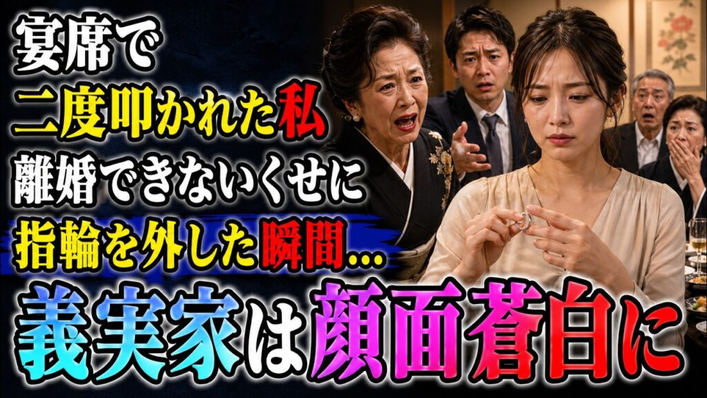 【因果応報】「離婚できない癖にw」と私を見下し、宴席で皆の前で私に2発ビンタした義母。限界を迎えた私がその場で離婚を宣言し“圧倒的な復讐”を下した瞬間…顔面蒼白で崩れ落ち凍りつく義母の地獄絵図