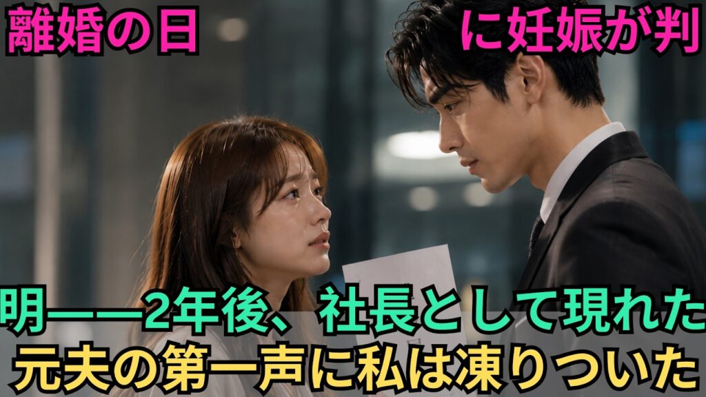 【感動する話】「離婚の日に妊娠が判明――2年後、社長として現れた元夫の第一声に私は凍りついた」