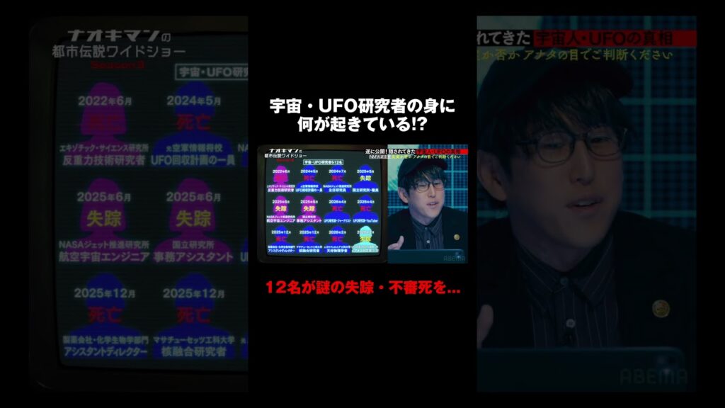 【真相は...】UFO研究者らが相次いで姿を消している!?｜【ナオキマンの都市伝説ワイドショー3】毎週火曜よる11時〜ABEMAで無料配信
