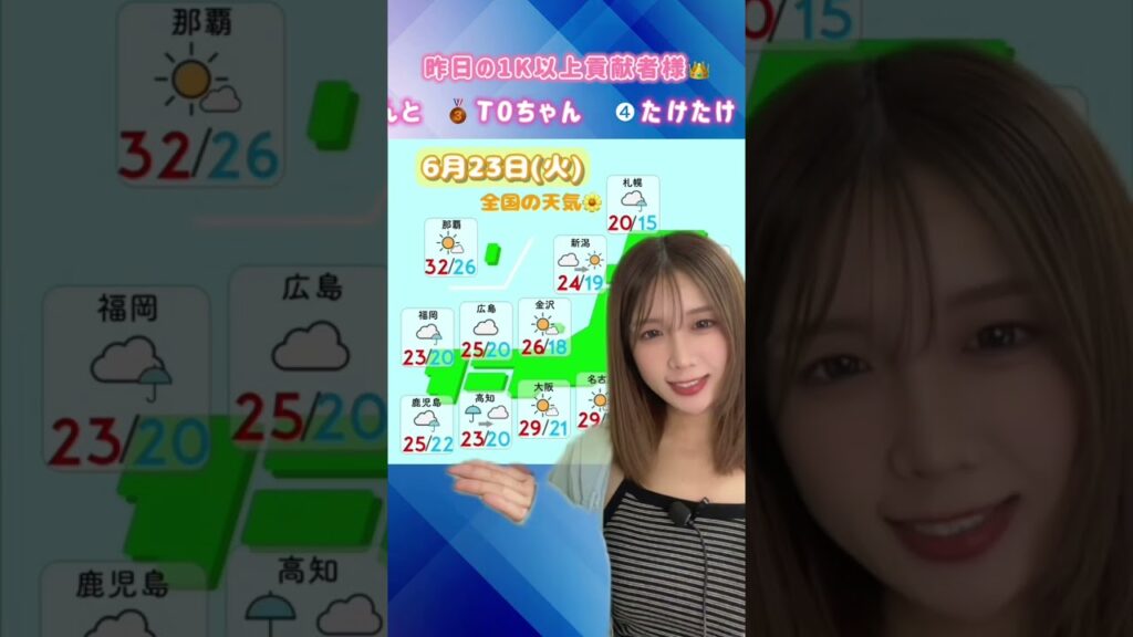 【はるモニ】6月23日(火)の天気予報です🌼#はるモニ#天気予報#お天気お姉さん#はるはる🌤🌼