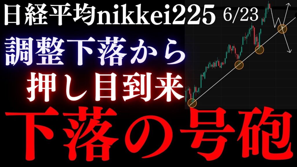 《日経平均下落の号砲。ここ割れたら一気に目線下方向。》高値圏の買いを吸収して、急落シナリオ本格始動へ。花輪のNikkei225テクニカル分析