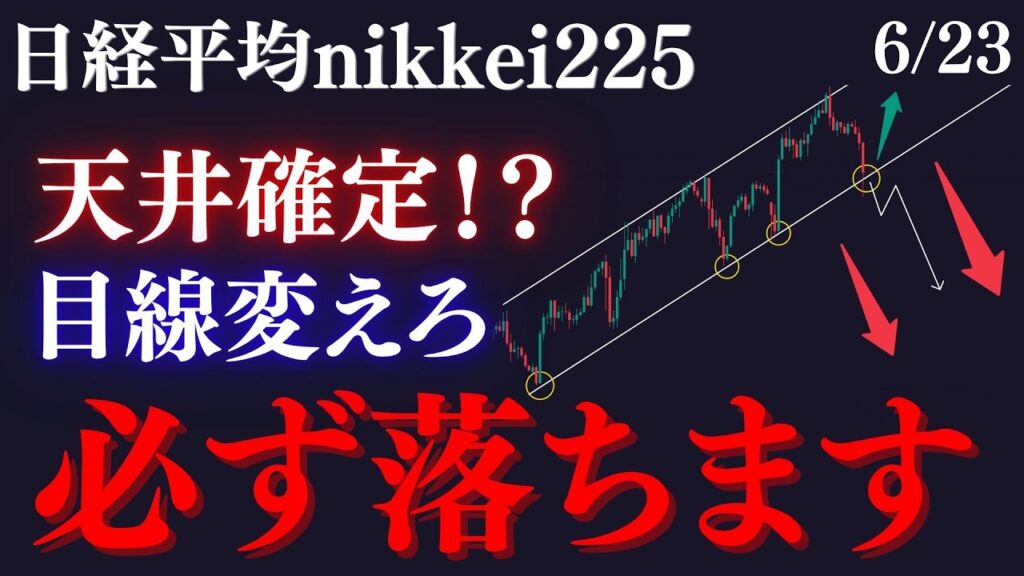 ⚠️日経”必ず落ちる”起点解説。天井付近に気をつけて、トレンド下限を破れたら押し目を必ず狙います:RedのNikkei225テクニカル徹底分析 ⚠️日経”必ず落ちる”起点解説。天井付近に気をつけて、トレンド下限を破れたら押し目を必ず狙います:RedのNikkei225テクニカル徹底分析