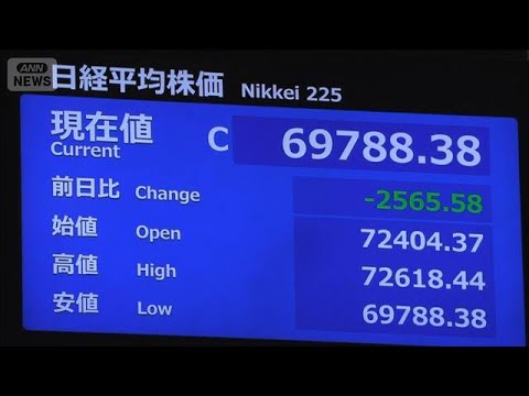 日経平均株価 終値6万9788円 7万円の大台を割り込む 過去5番目の大幅下落(2026年6月23日) 日経平均株価 終値6万9788円 7万円の大台を割り込む 過去5番目の大幅下落(2026年6月23日)