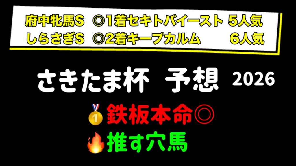 【競馬予想】　地方交流重賞　さきたま杯　予想　2026