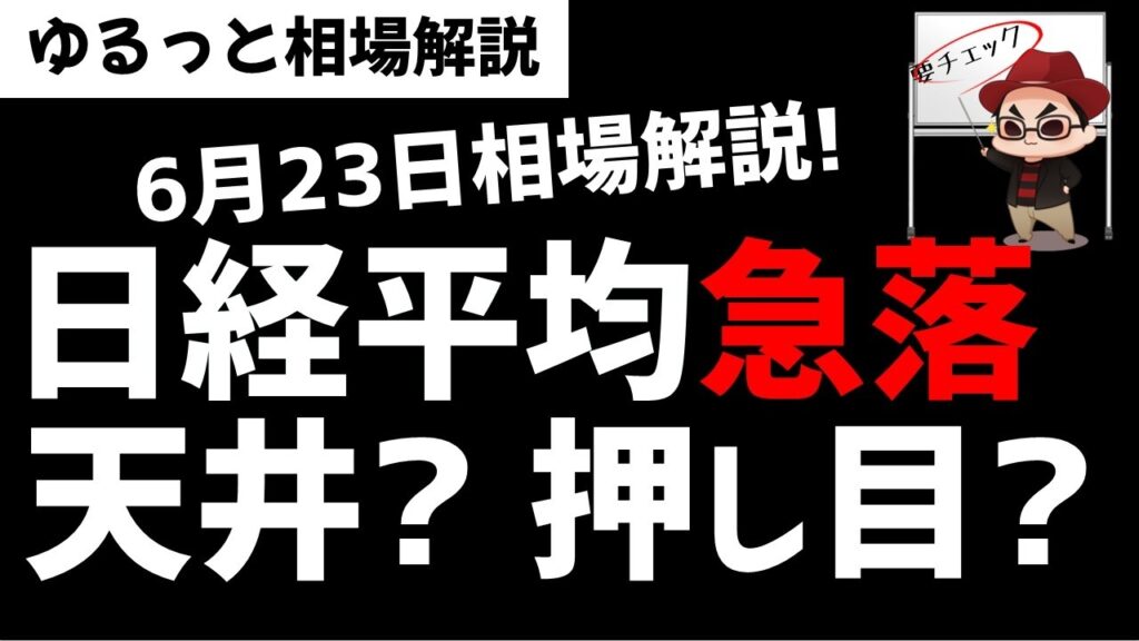 【6月23日ゆるっと相場解説】日経平均急落!これは天井なのか押し目なのか?ズボラ株投資 【6月23日ゆるっと相場解説】日経平均急落!これは天井なのか押し目なのか?ズボラ株投資