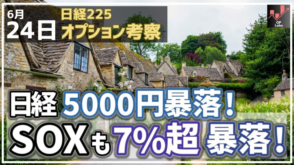日経平均 5000円暴落展開! ナイトでSOXも7%超の大暴落!【6/24 日経225オプション】 日経平均 5000円暴落展開! ナイトでSOXも7%超の大暴落!【6/24 日経225オプション】