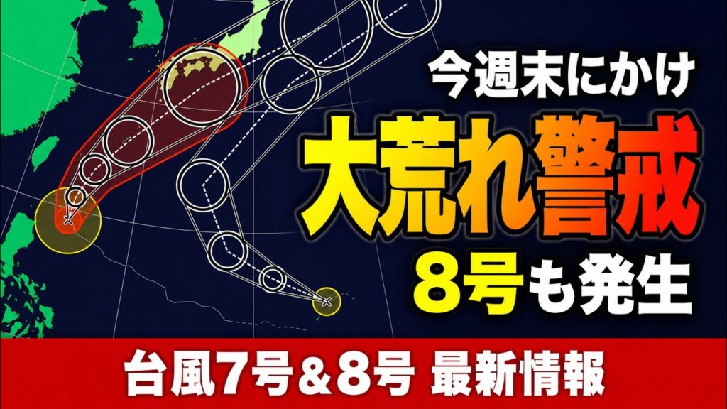 【台風7号&8号】7号は26日に沖縄接近 週末は西〜東日本も荒天や大雨に 台風8号は南海上を北上へ|台風情報 #台風 #台風7号 #台風8号 【台風7号&8号】7号は26日に沖縄接近 週末は西〜東日本も荒天や大雨に 台風8号は南海上を北上へ|台風情報 #台風 #台風7号 #台風8号