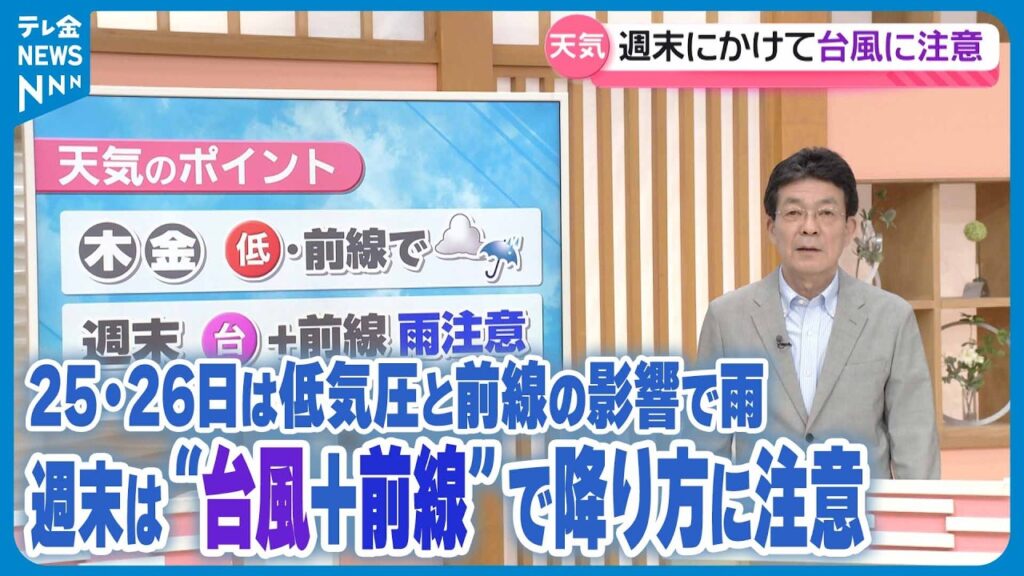 【お天気どうなる】25・26日は低気圧と前線の影響で雨　週末は“台風＋前線”で降り方に注意