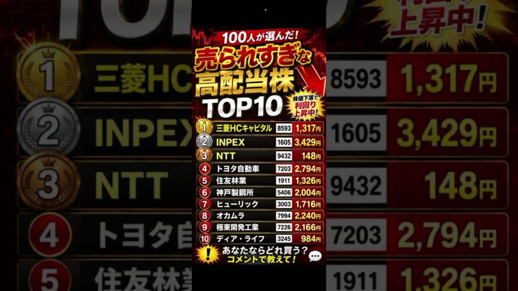さすがに売られ過ぎ！株価下がり過ぎの高配当株TOP10 100人に聞いてみた