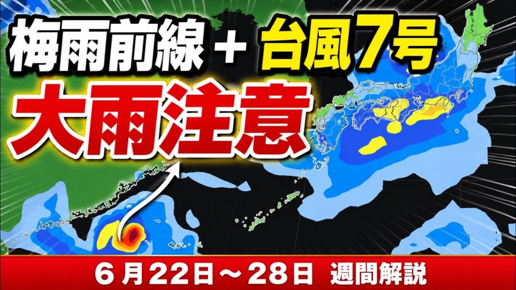 【梅雨前線+台風7号】週前半は九州中心に大雨 週後半は台風7号が沖縄まで北上|週間解説 #マニアック天気 #大雨 #台風7号 【梅雨前線+台風7号】週前半は九州中心に大雨 週後半は台風7号が沖縄まで北上|週間解説 #マニアック天気 #大雨 #台風7号